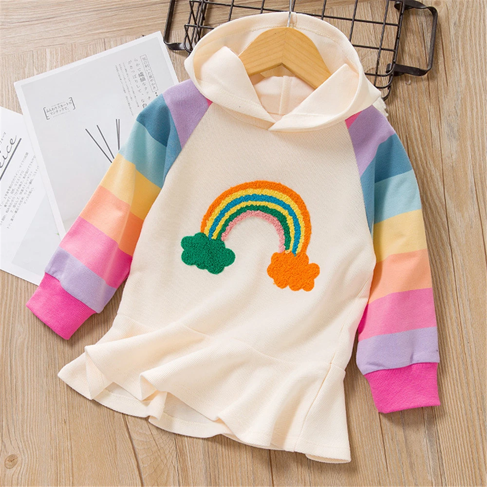 LILIGIRL Fashion Baby Boys Girls Dresses Spring New Kids Long Sleeve Rainbow Embroidery Infant Girl Knitting Dress | Детская одежда и
