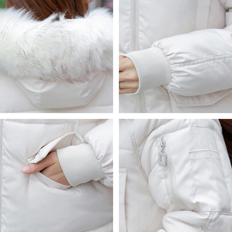 

2019 Women's Winter Parka Female Large Size Long Hooded With Fur Collar Jacket 3XL Plus Size Cotton Warm Padded