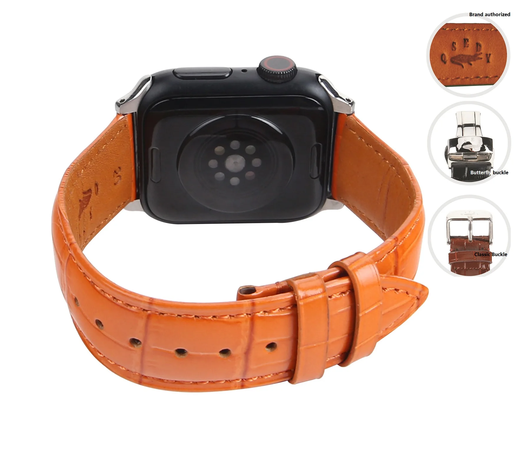 

Ремешок из крокодиловой кожи для наручных часов, винтажный коричневый браслет для Apple Watch 38 мм 42 мм, 9 цветов, 12 мм... 24 мм