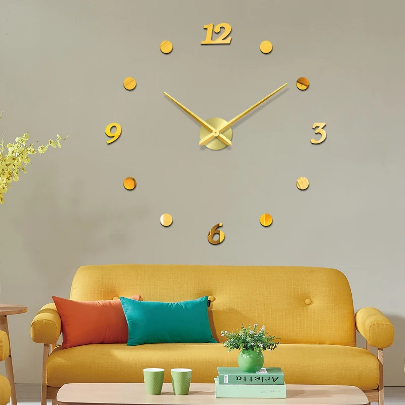 Креативные Круглые зеркальные настенные часы сделай сам наклейки домашний декор