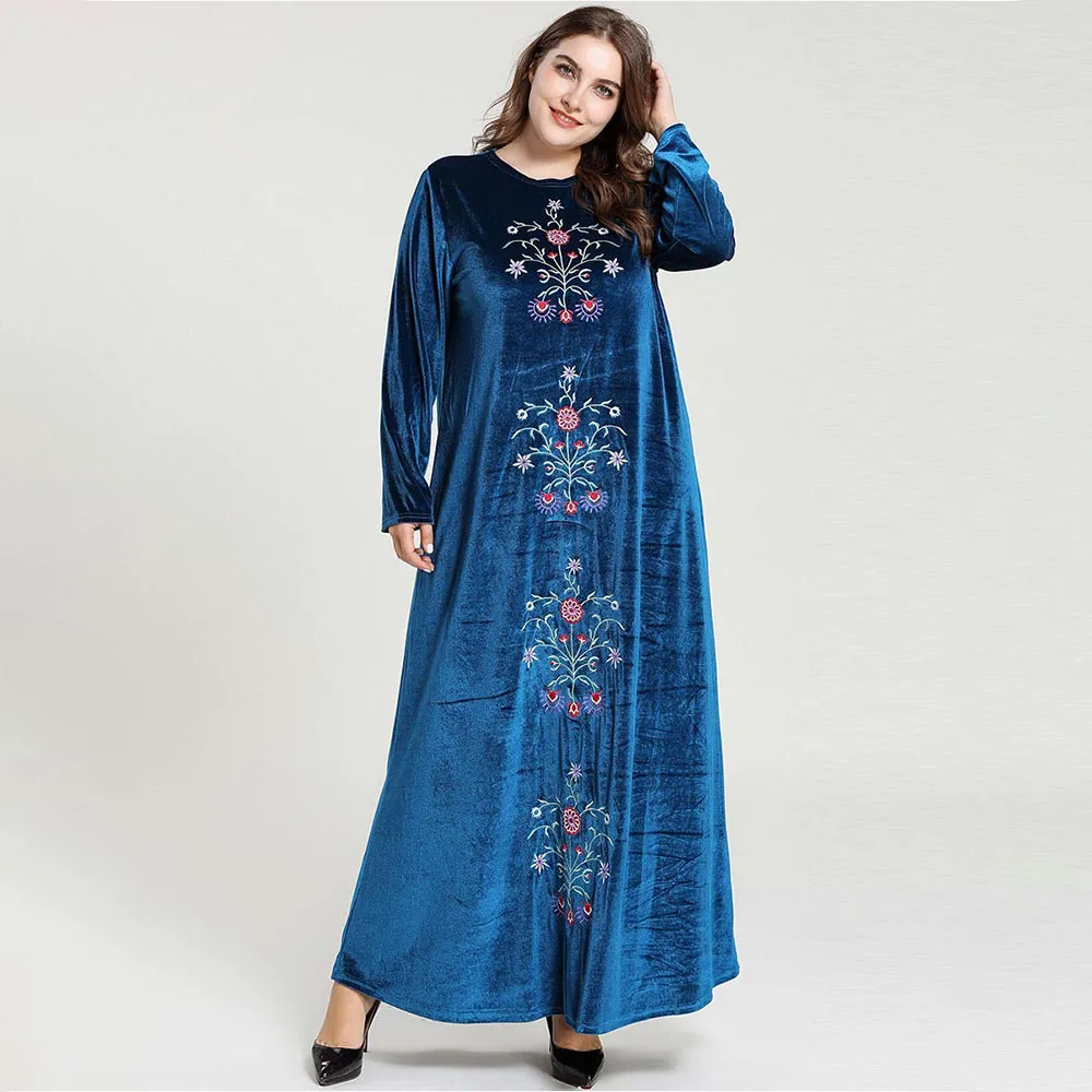 Зимние платья бархатные Дубай абайя кимоно мусульманское длинное платье кафтан s