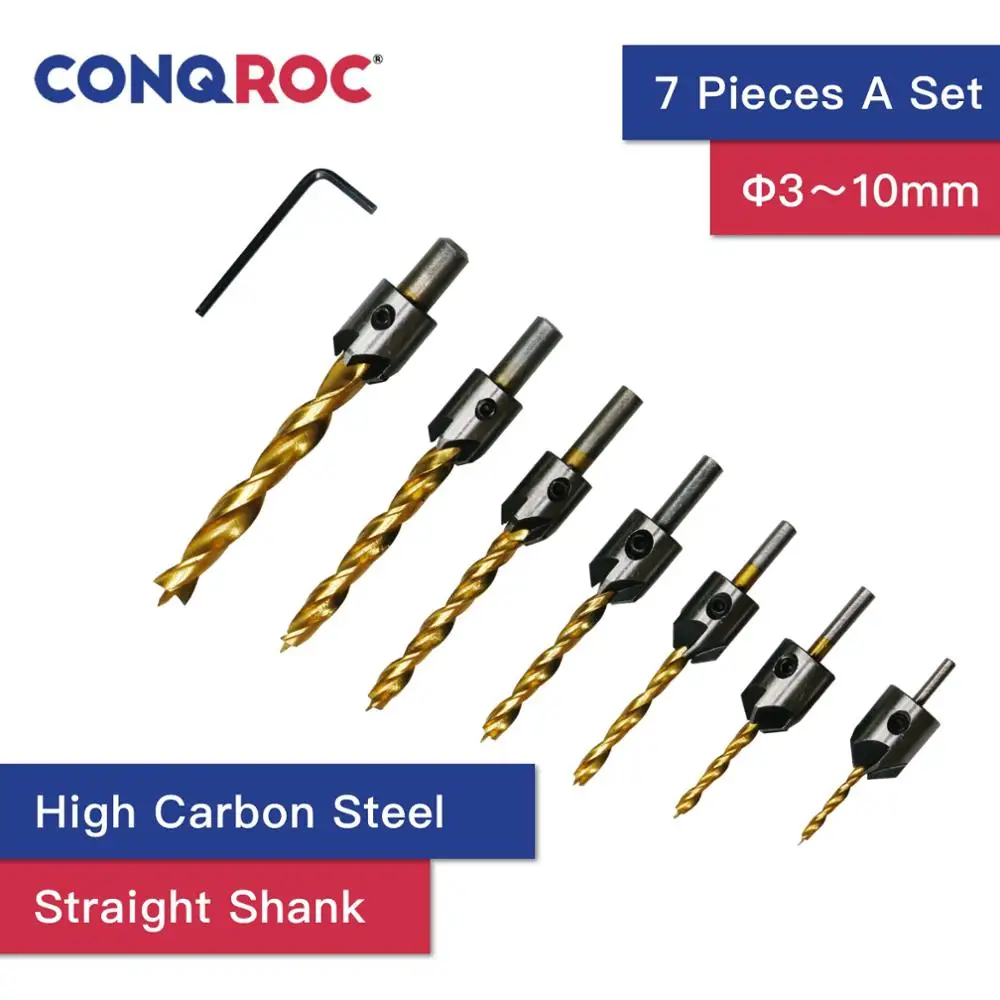 Набор зенкеров для дрели комплект из 7 насадок 3 10 мм с 5 канавками прямым