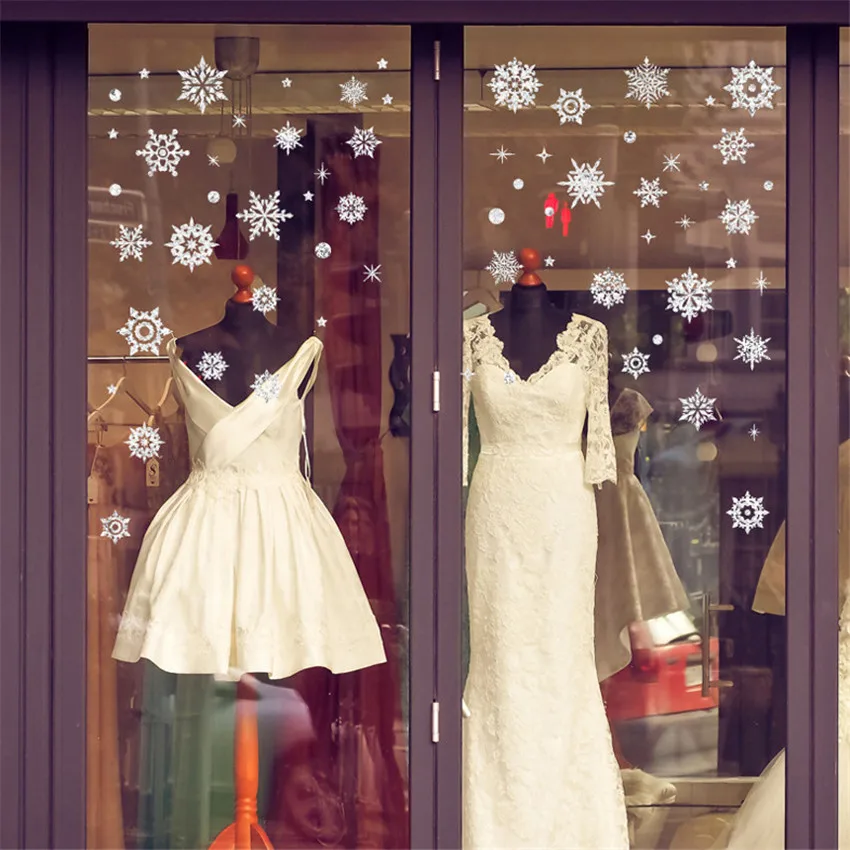 Золотистая Серебристая Рождественская Снежинка Электростатическая наклейка