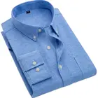 Мужская рубашка из ткани Оксфорд, с длинным рукавом, повседневная, приталенная, весна-осень, 2021
