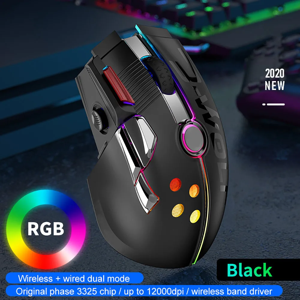 

Optical Ergonomic Mouse Gamer Desktop Gaming Mouse Rechargeable Wireless Mouse LED Backlit 2.4G USB 12000DPI For PC Laptop