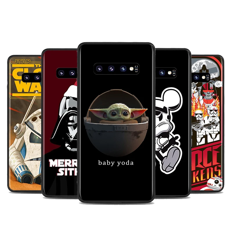 Чехол для телефона Samsung S22 S21 S20 FE Ultra Pro Lite S10 5G S10E S9 S8 S7 S6 Edge Plus Star baby yoda Mickey Black Soft |