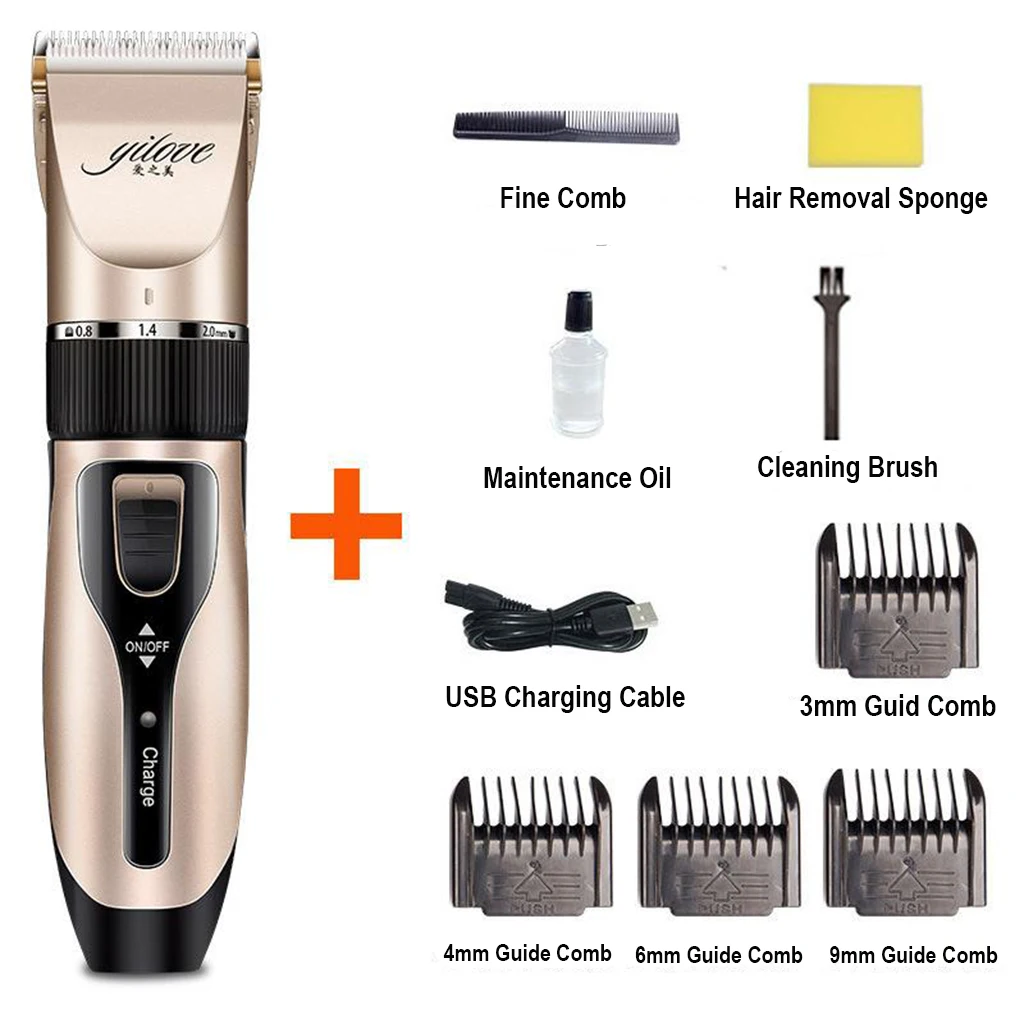 

USB Low Noise Electric Hair Clipper Beard Hair Cutting Kit for Kids Adult