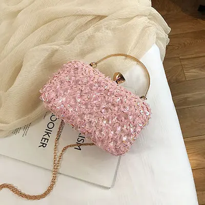 Pink Шикарные стильные яркие Стразы сумки для женщин цепь сумка на плечо модные женские сумки через плечо невесты Банкетная Сумочка вечерняя - Цвет: Pink