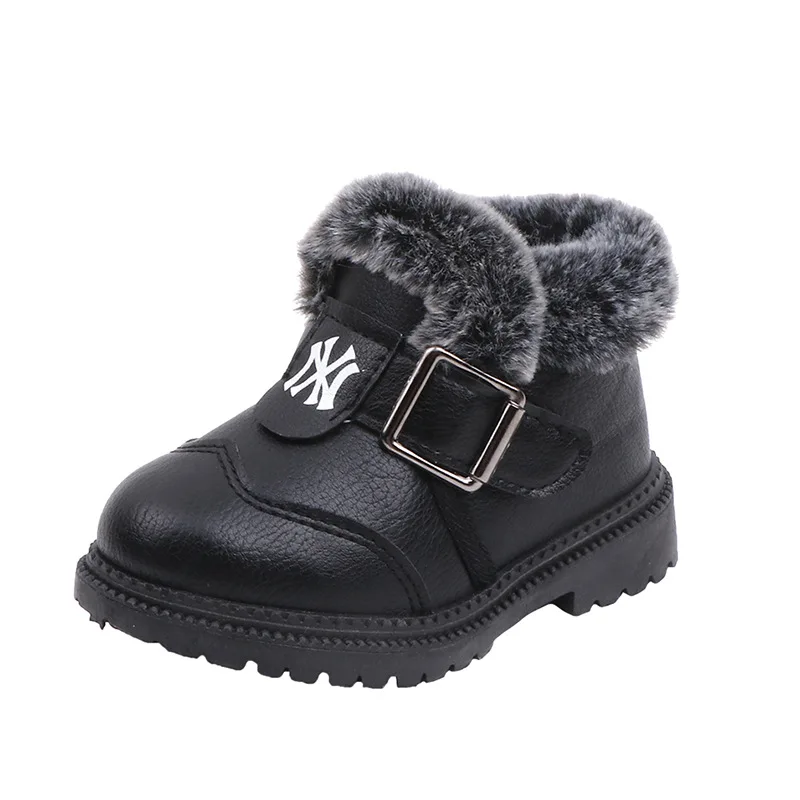 

2019 Winter Children's Snow Boots Fleece-Lined Warm Design Boy Martin Boots New Style Furry Mouth Baby Waterproof Cotton-Padded