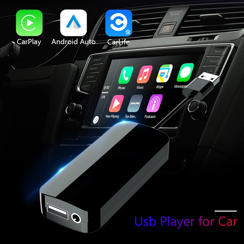 Автомобильный USB-ключ для CarPlay Android с микрофоном и проводным адаптером подходит 4 2