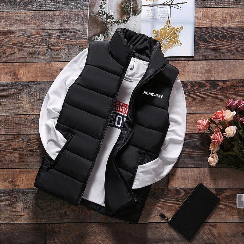 HENCHIRY Winter Men Vest Fashion Man Sleeveless Jacket Warm Plus Size Brand Men's Jackets M-XXXXL |