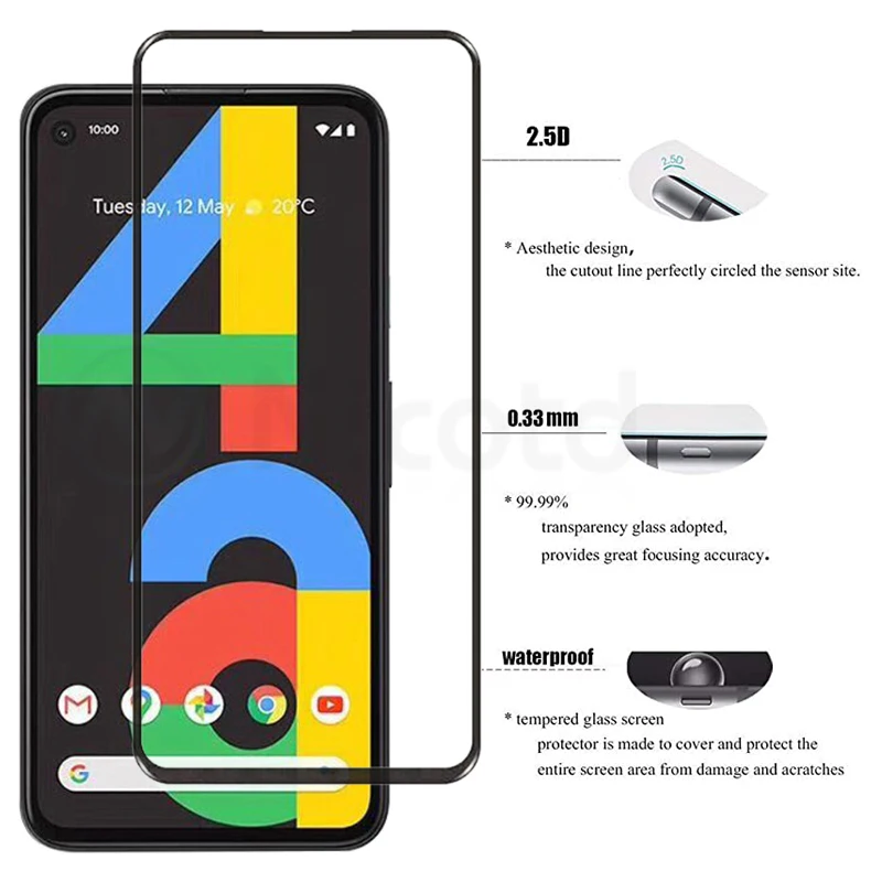 3 Pieces Full Cover Tempered Glass For Google Pixel 4a 5g 3a Pixel 1 2 3 4 5 Screen Protector For Google Pixel 4 3a 2 XL Glass
