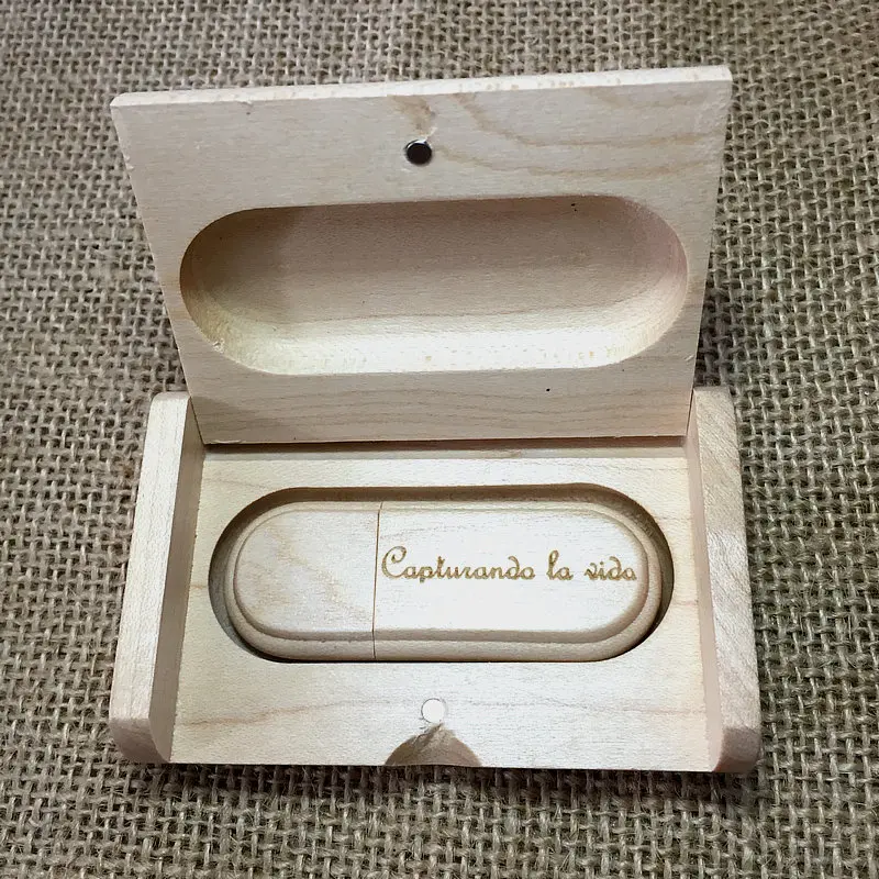 Модный хит продаж овальный деревянный желеобразный + флип-бокс USB флеш-накопитель