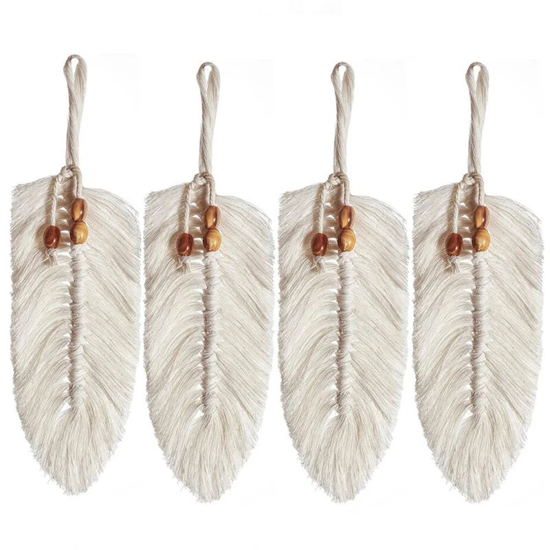 

4Pcs Macrame Wall Hanging Boho Decor Fringed Leaf Tassel Tapestry Cotton Rope Wall Headboard Home Decoration