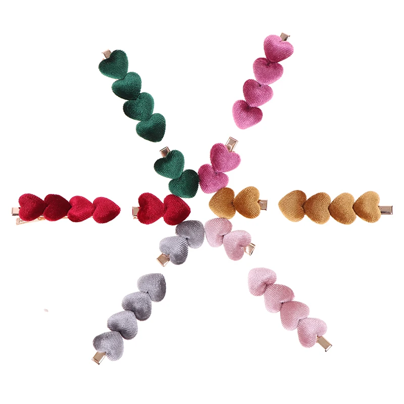 

2Pcs/set Vintage Velvet Love Heart Hairpin Korea Heart Shape Hair Clip Barrettes Fashion Hairpin Women Hair Accessories