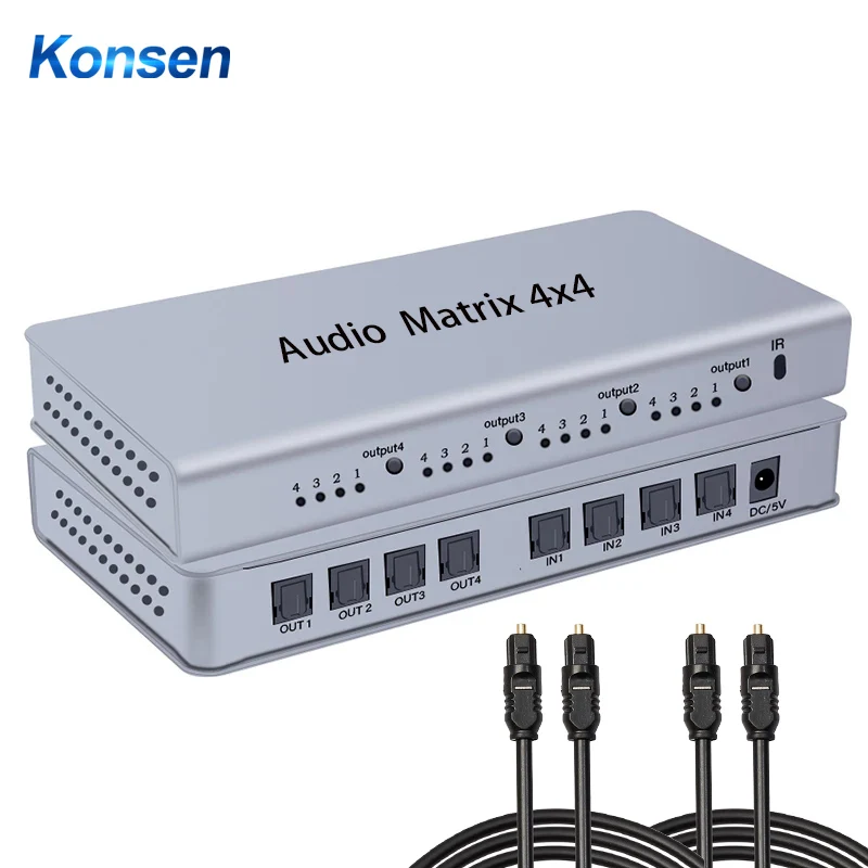 

Аудиоматричный коммутатор 4x4, разветвитель SPDIF /TOSLINK, цифровой оптический аудиопереключатель 4x4, переключатель с истинной матрицей, селектор...