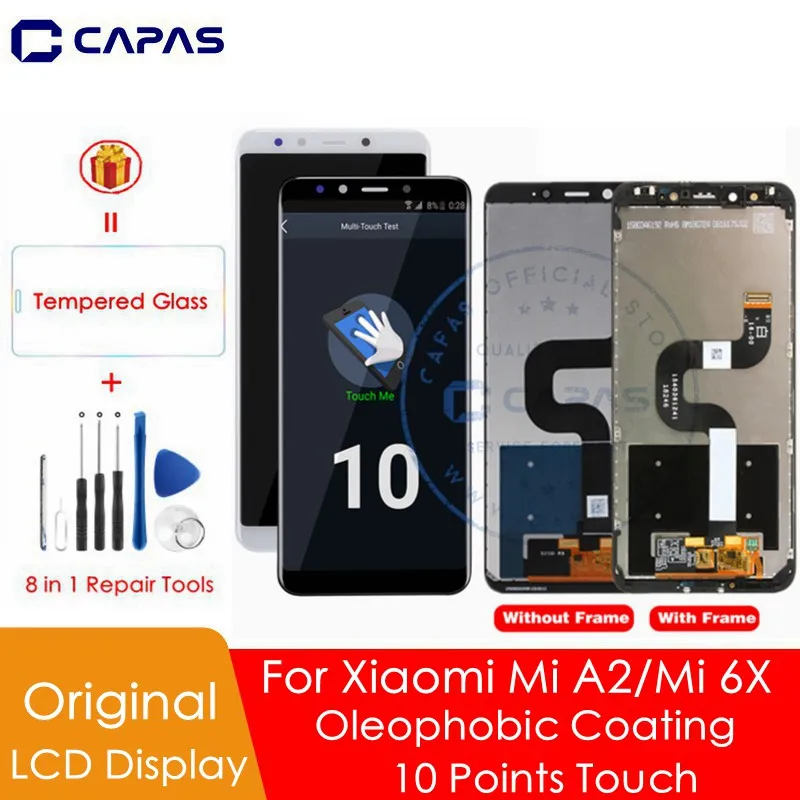 Оригинальный ЖК дисплей для XIAOMI Mi A2 дигитайзер сенсорного экрана 10 6X замена