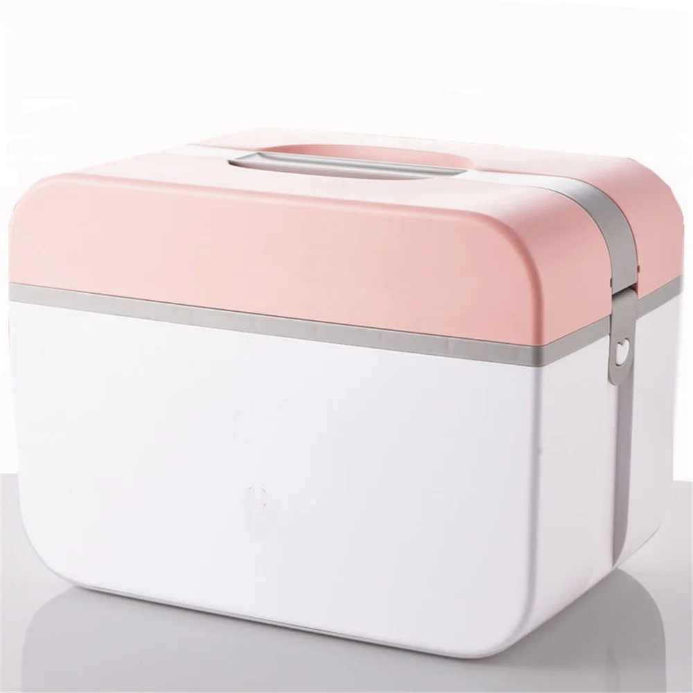 

Two Tiers Medicine Storage Box First Aid Kit Plastic Medical Chest Organizer Makeup Cosmetic Stationery for Home Storage Boxes