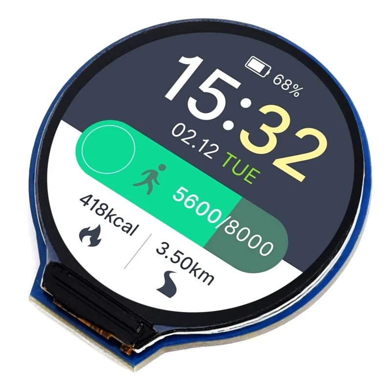 

1.28"Round LCD Display Screen Module 65K RGB 240×240 Pixels SPI Interface GC9A01 Chip for Raspberry Pi/Jetson Nano-Arduino/STM32