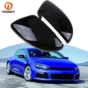 car side rearview mirror cover gloss black rear view caps for vw beetle jetta passat cc eos scirocco 2009 2018 auto accessories free global shipping