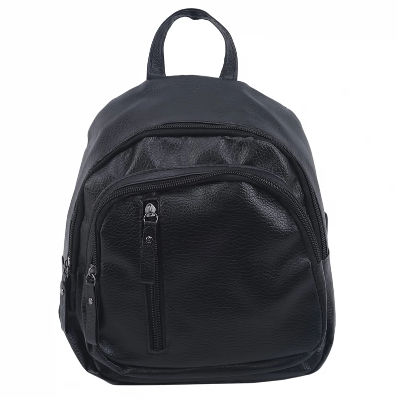 

Fashion PU Leather Women Backpack Female Black Backpacks Small Zipper Bags Student Backpack Solid Rucksack For Girls
