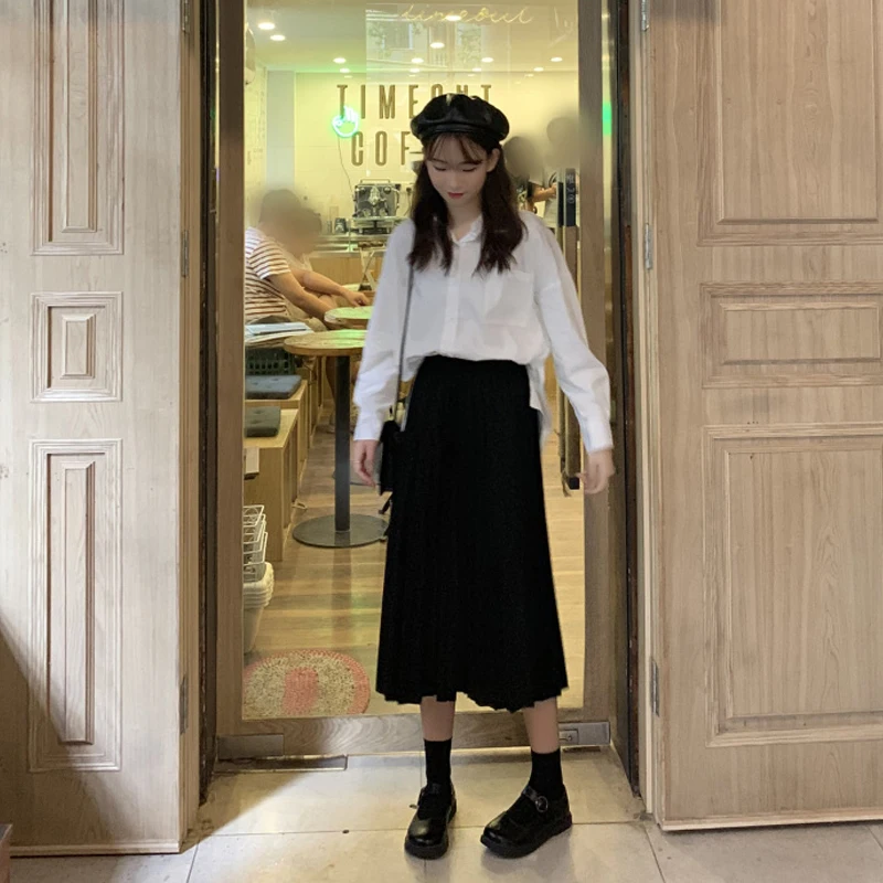 Зимняя женская однотонная элегантная плиссированная юбка эластичная длинная юбка с высокой талией Женская Осенняя юбка миди Saia S-3XL
