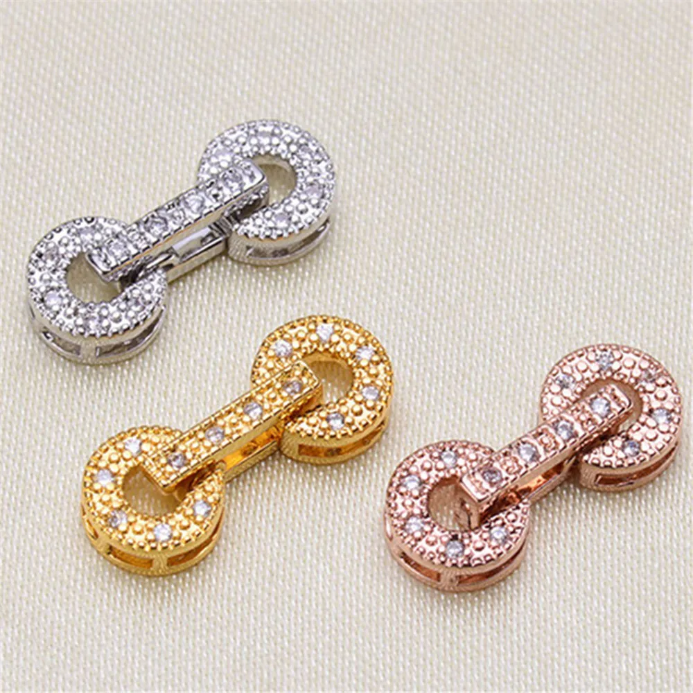 Женские круглые застежки с двойными застежками и стразами из бусин натурального