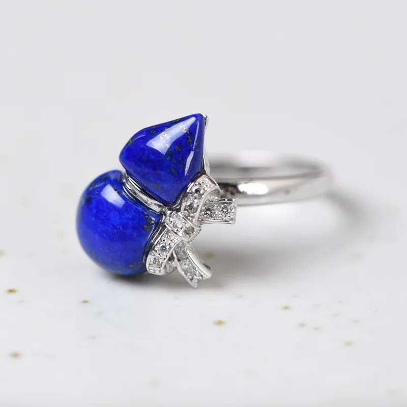 

Женское серебряное кольцо FNJ, ювелирное изделие из стерлингового серебра 925 пробы с натуральным лазуритом и голубым камнем, 100% оригинал