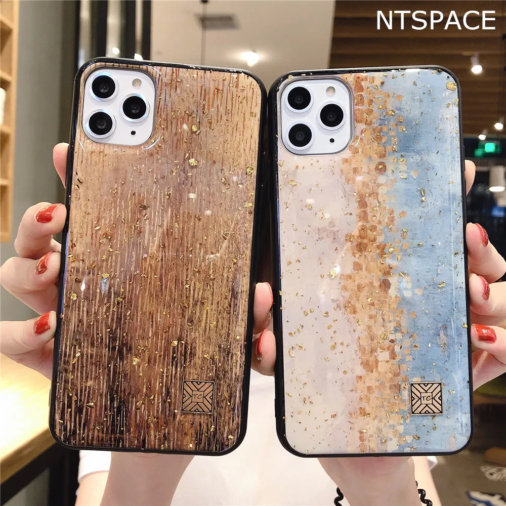 Блестящий чехол из золотой фольги для iPhone 8 7 6 6s Plus SE 2020 градиентный Мягкий ТПУ 12 11