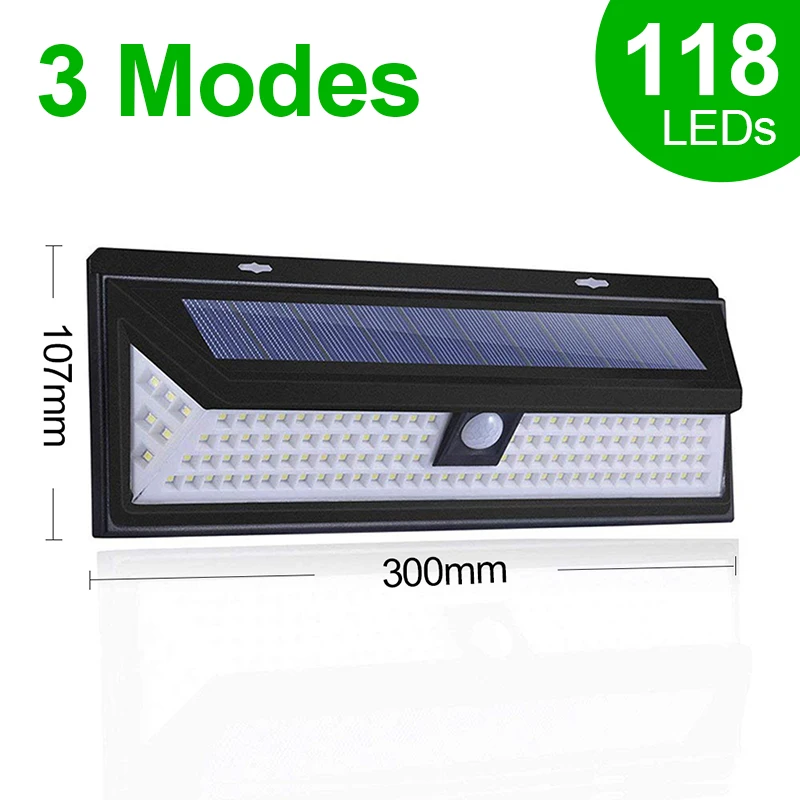 118 LEDs 3 Modes Goodland 118 светодиодный светильник на солнечной батарее, уличный светильник на солнечной батарее, солнечный светильник с датчиком движения PIR, водонепроницаемый уличный светильник для украшения сада - Испускаемый цвет: 118 LEDs 3 Modes
