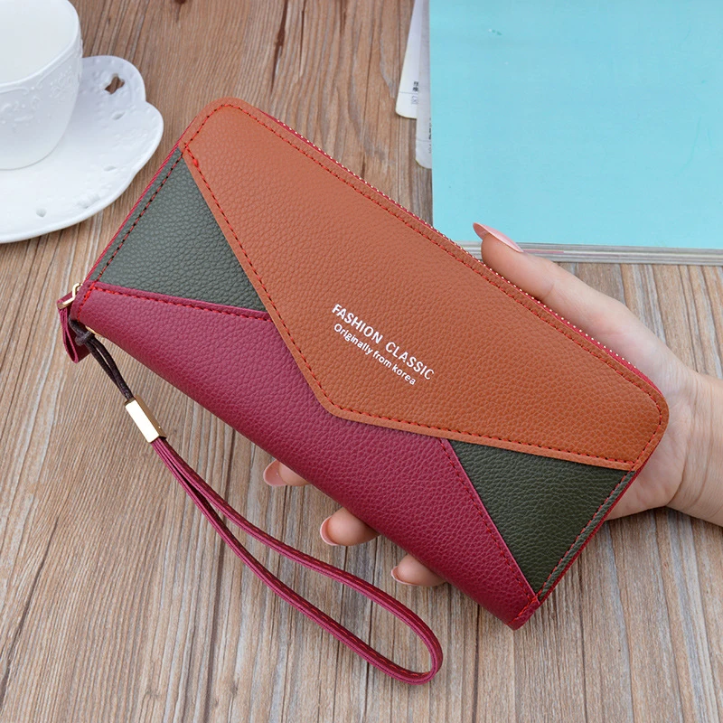 Bokinslon Hand Take Wallet Ladies Long Zipper Tassel Hit Color Large Capacity Mobile Phone Bag Woman | Багаж и сумки