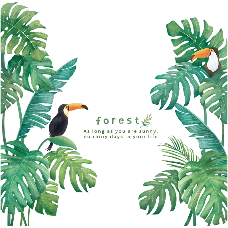 Настенная Наклейка с тропическим листом сделай сам зеленая жизнь художественная