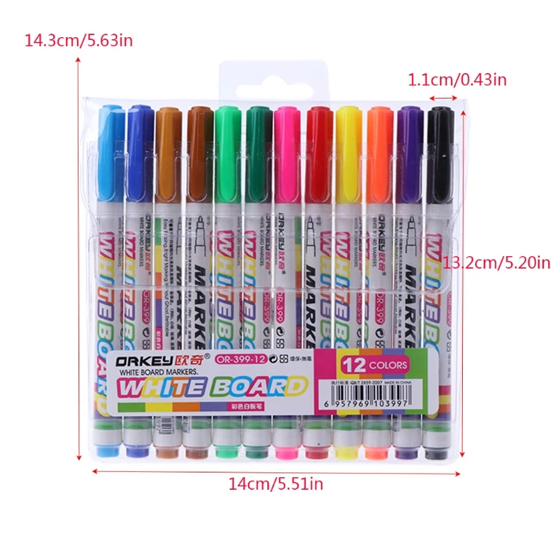 

12Pcs New 12 Colors White Board Maker Pen Whiteboard Marker Liquid Chalk Erasable Glass Ceramics Maker Pen Office School Supply