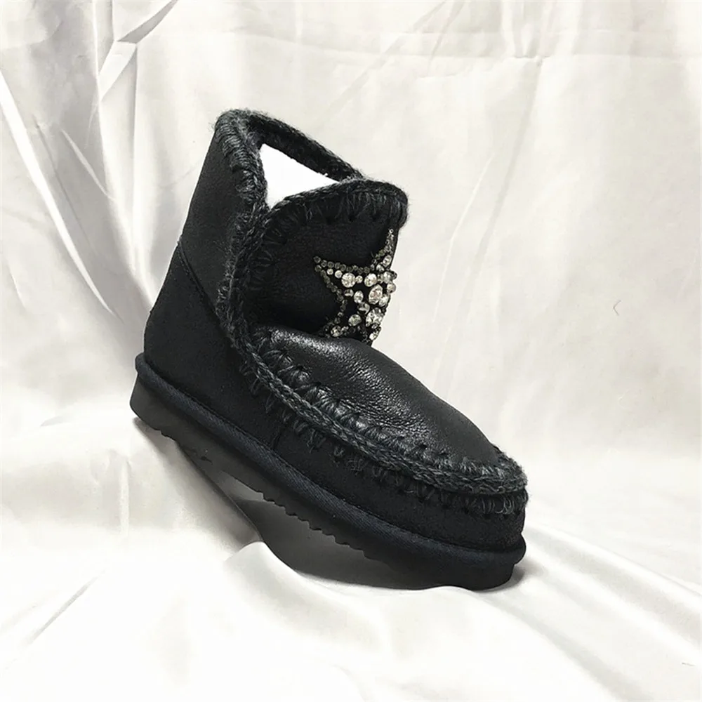 

2021 winter women snow ankle boots classic eskimo 18 front star patch sheepskin luxury brand ladies wool botines botas