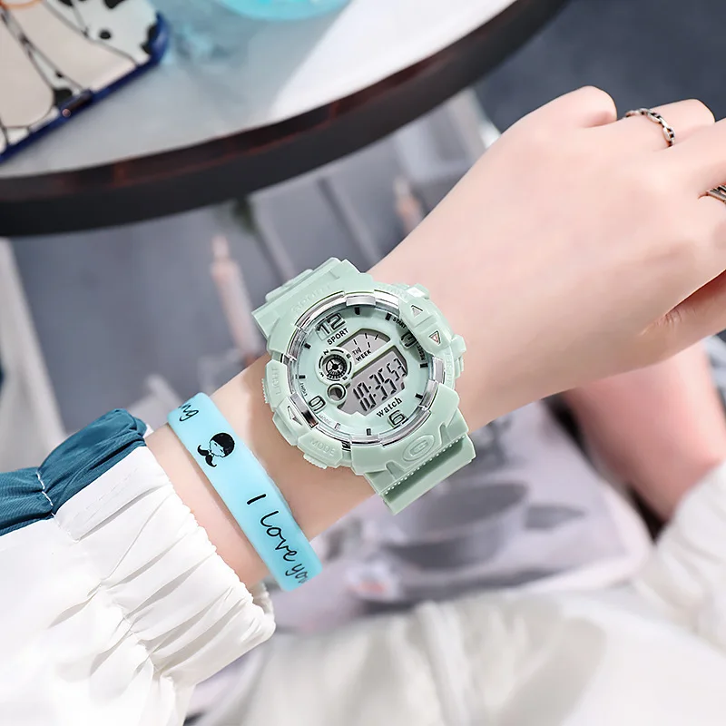 

2021 New Colorful Digital Watches Women Sports Electronic Big Screen Wrist Watches High-end Wristband for Girl for Gift