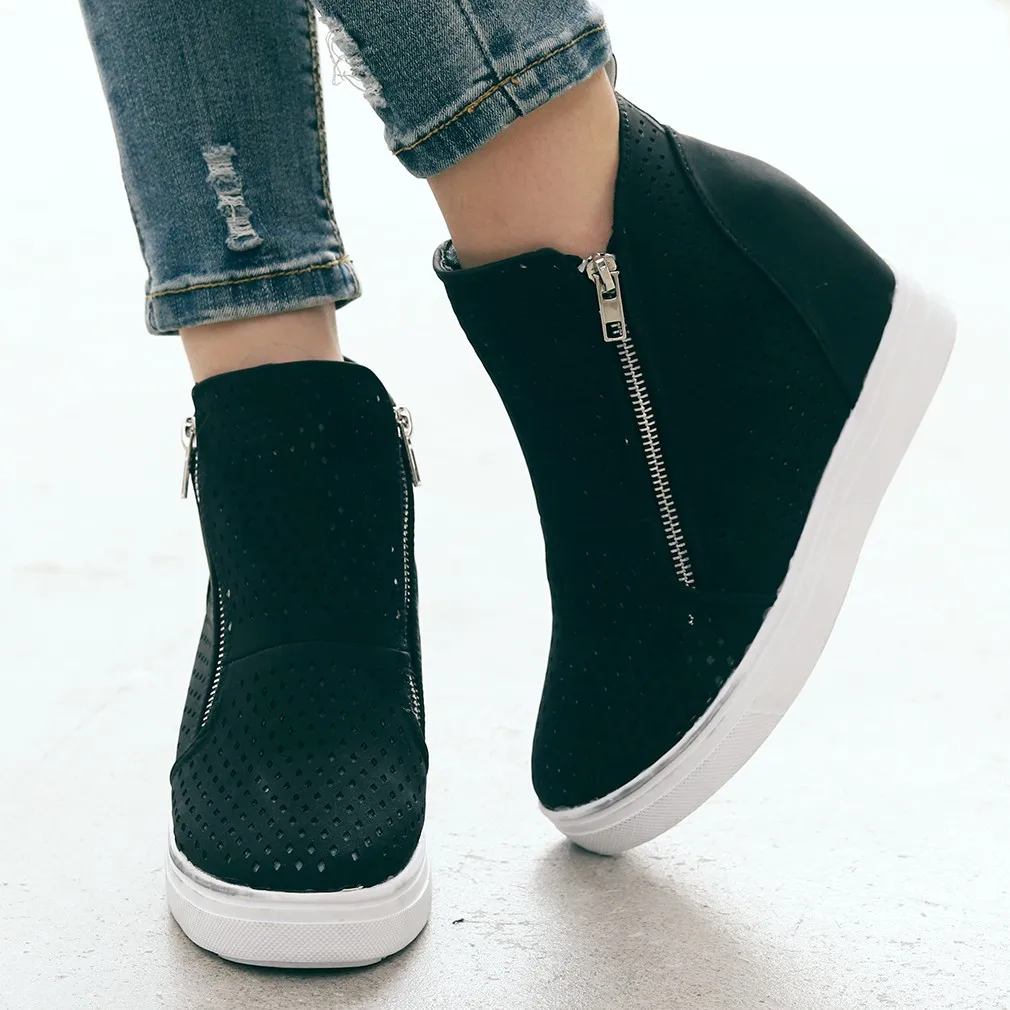 

Winter Boots Ladies Sole Hollow Zipper Ankle Flat Round Toe European And American Style Boots Shoes Women Boots Botas Mujer A1