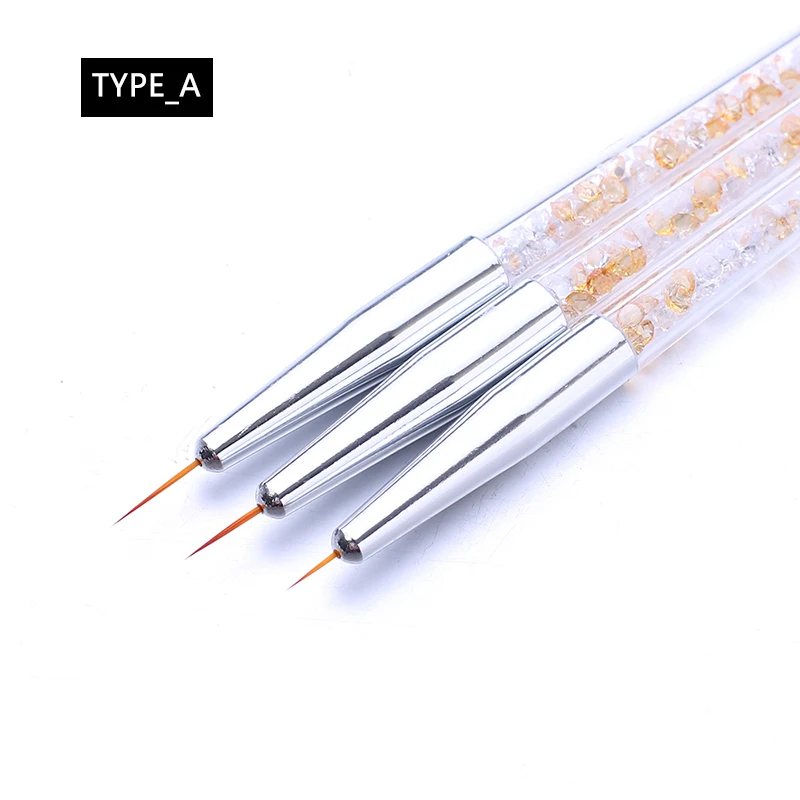 3PCS Manicure Brush Set UV Gel Liner Painting Pen Acrylic Drawing for Nails Rhinestone Handle Nail Art Tool | Красота и здоровье