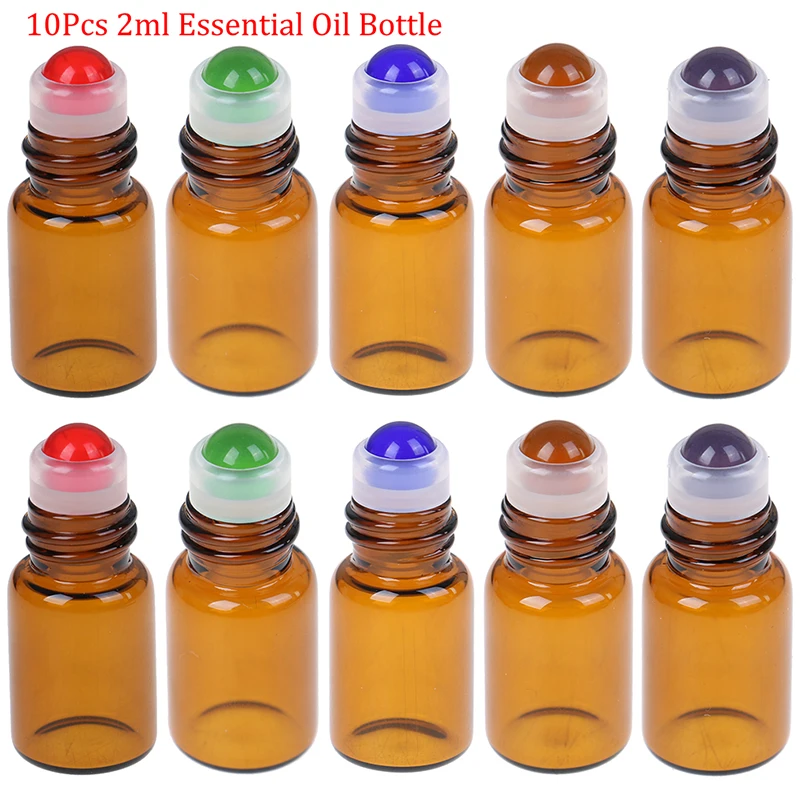 

10pcs Clear Glass Essential Oil Roller Bottles with Glass Roller Balls Aromatherapy Perfumes Lip Balms Roll On Bottles 2ml