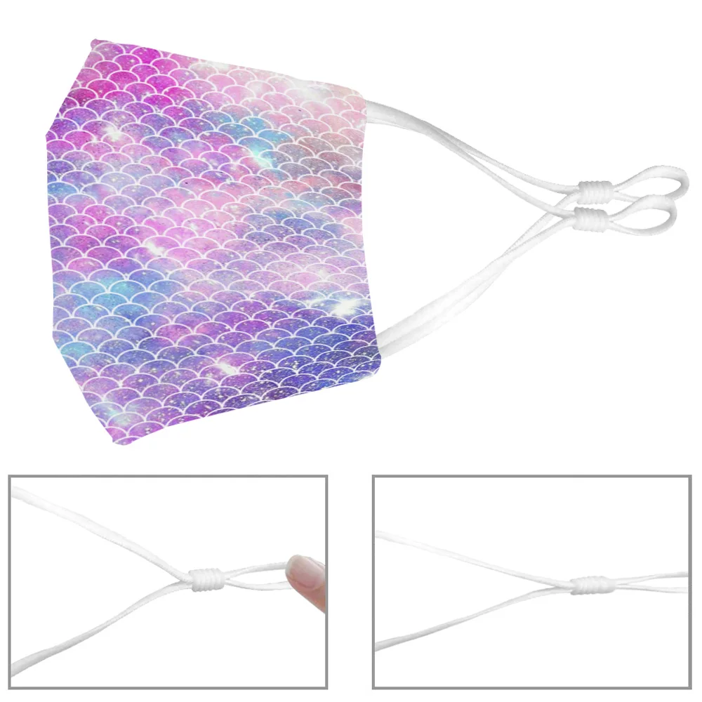 Красивая маска для лица с разноцветным принтом в виде чешуи русалки