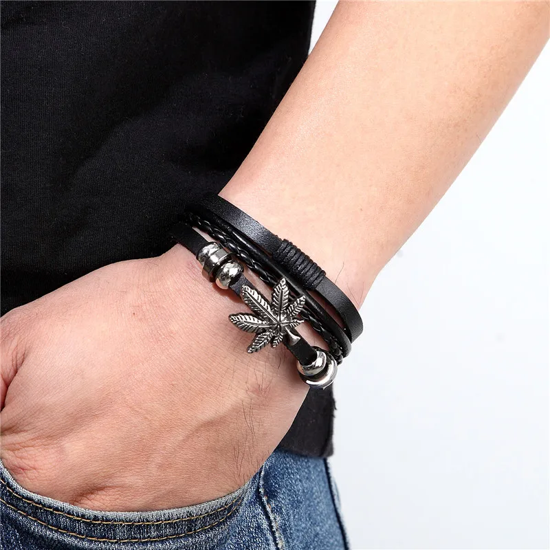 Новый стиль 2020 кожаный браслет на удачу в стиле ретро мужской многослойный