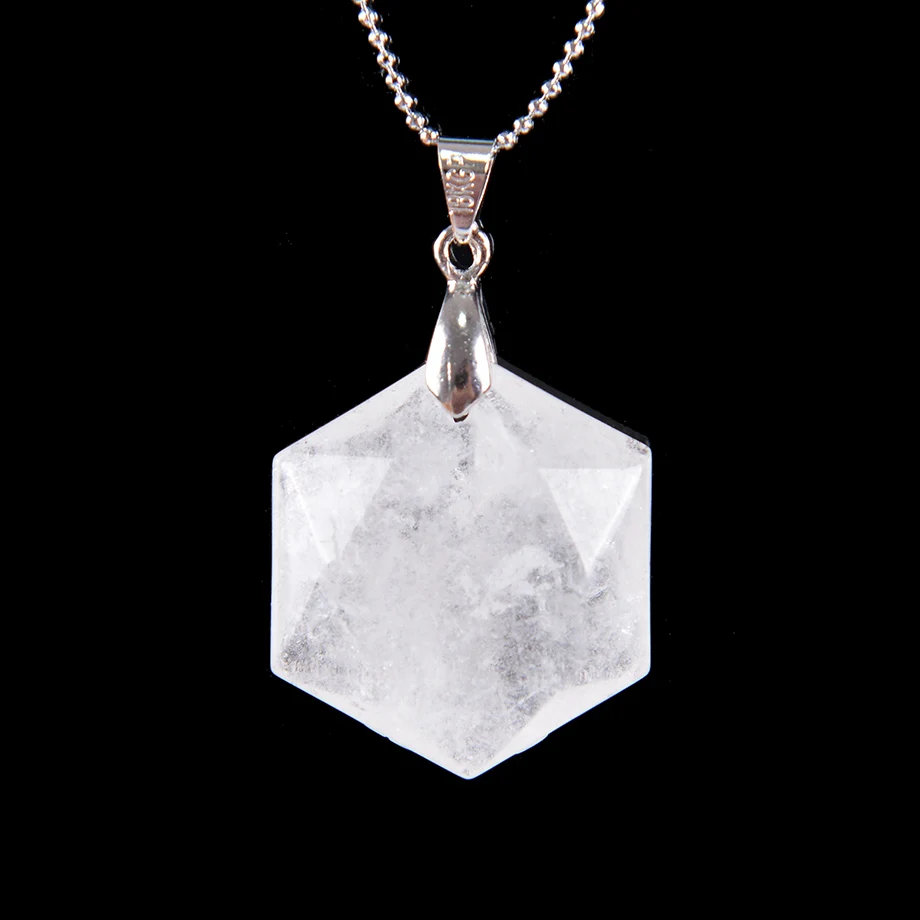 Граненый шестиугольная натурального драгоценного камня ожерелья и кулоны опал