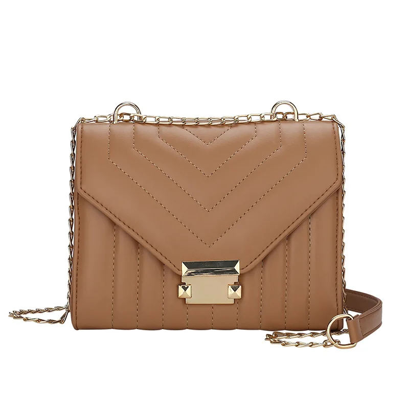 

New Retro Textured Small Bag for Women 2021 New Hong Kong Style Small Square Bag Western Style Chain Shoulder Messenger Bag