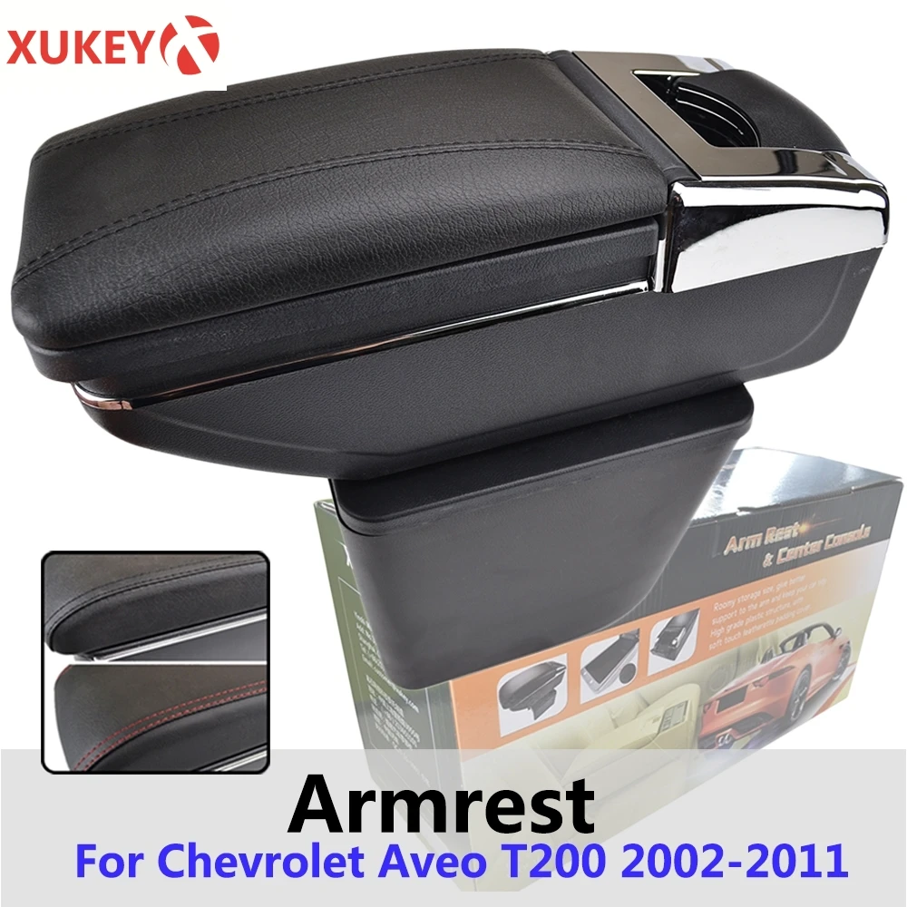

Подлокотник Xukey для Chevrolet Aveo 2002-2011, центральный черный подлокотник для хранения, автомобильный Стайлинг, пепельница, Холден, TK, Barina 2008