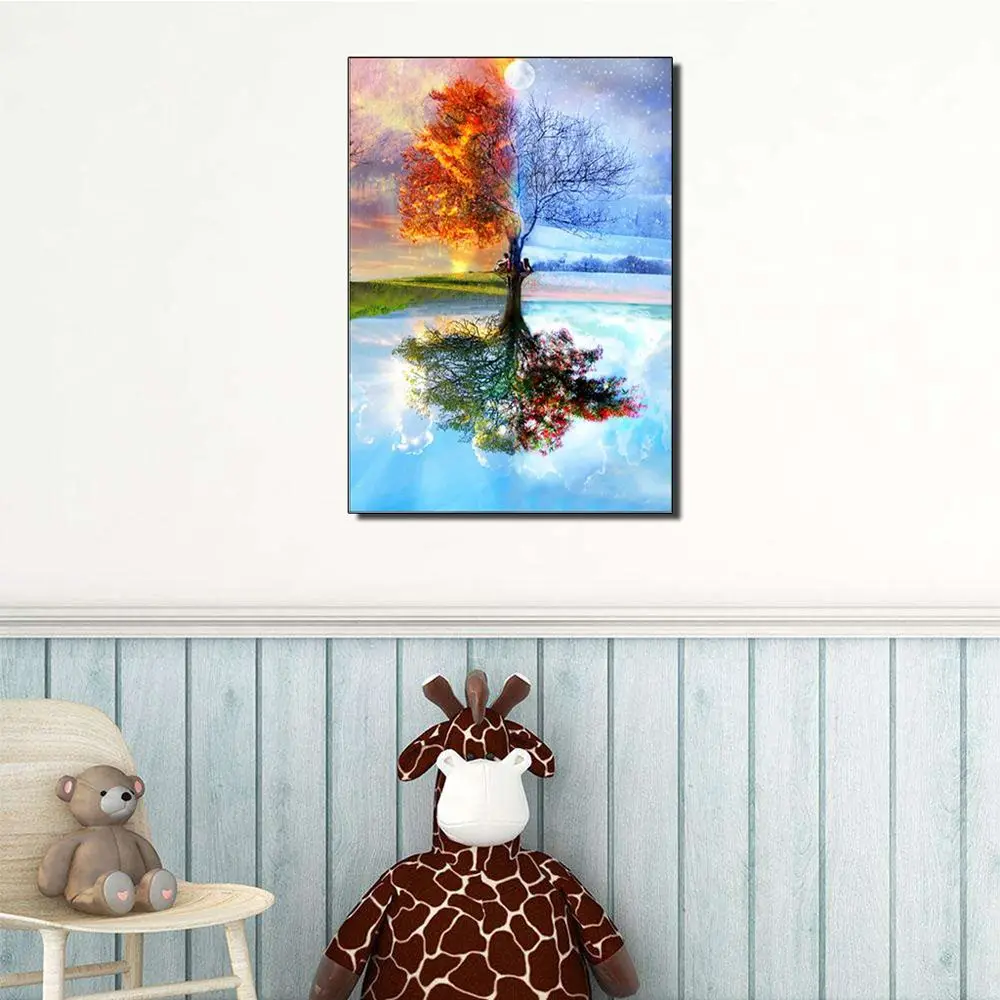 DIY 5D Diamond Painting Four Seasons Tree Cross Stitch Full Drill Embroidery Patterns Rhinestones Home Decor | Дом и сад