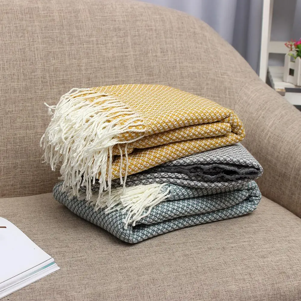 

130X200CM 3Colors Acrylic Throw Blanket Tassels Sofa Couch Cozy Nap Travel