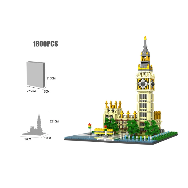 

World famous architecture big ben nanobrick Elizabeth Tower London England UK micro diamond block toys for gifts building bricks