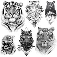tigerish beast of king tattoo temporary realistic tiger tatoo paste for men women adult body art fake sketch bear tattoo sticker