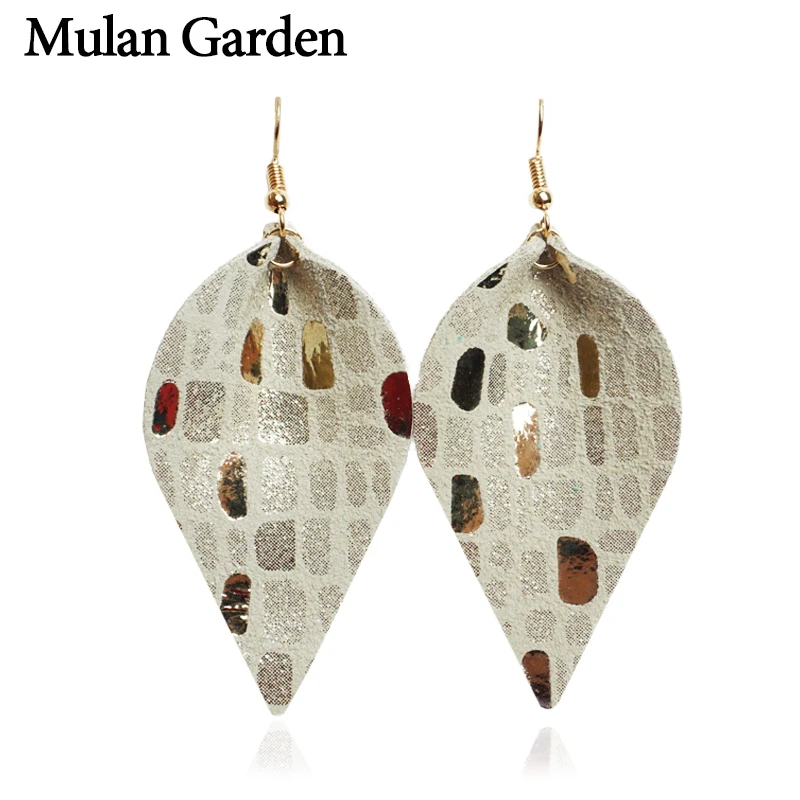 Серьги-подвески женские из натуральной кожи с листьями | Украшения и аксессуары