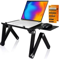 foldable adjustable laptopnotebook aluminum tablebracket with large cooling fan and mouse pad side for tablet notebook macbook