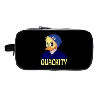 quackity pencil case office student pencil bag cute large capacity double layer pen case school supplies pen box stationery bags